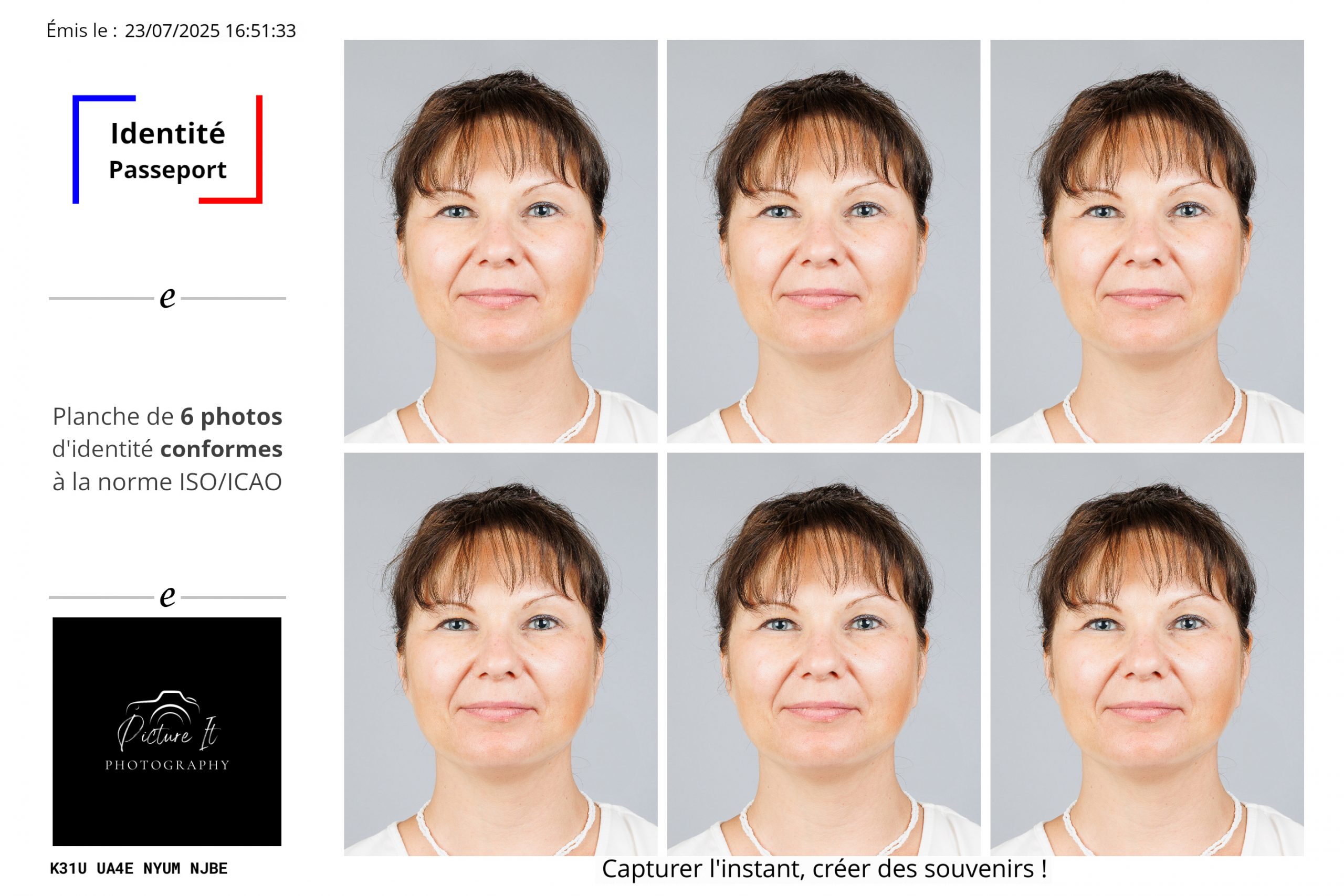 Planche photo identité Audrey